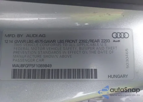 2015 Audi A3 2.0T Premium from USA, damaged, VIN WAUBFGFF5F1089849